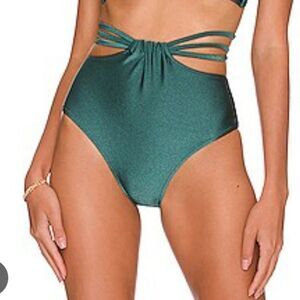 PatBO Cut-out High-waisted Bikini Brief In Palace Green